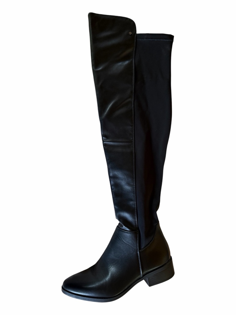 French Connection Black Over-the-Knee Stretch & Leather-Look Boots